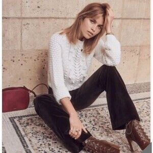 Sezane Ferdinand Trousers Dark Brown Velvet Pants Boho Cabin Size 4 (FR size 36)